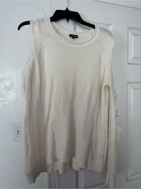 Express Cream Cold-Shoulder Knit Sweater Top